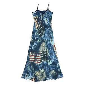 Vintage Y2K Rag Womens American Flag Midi Dress